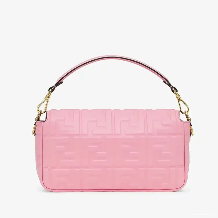 Cheap Baguette Nappa Motif FF Leather In Medium Fendi Bag Pink 0623